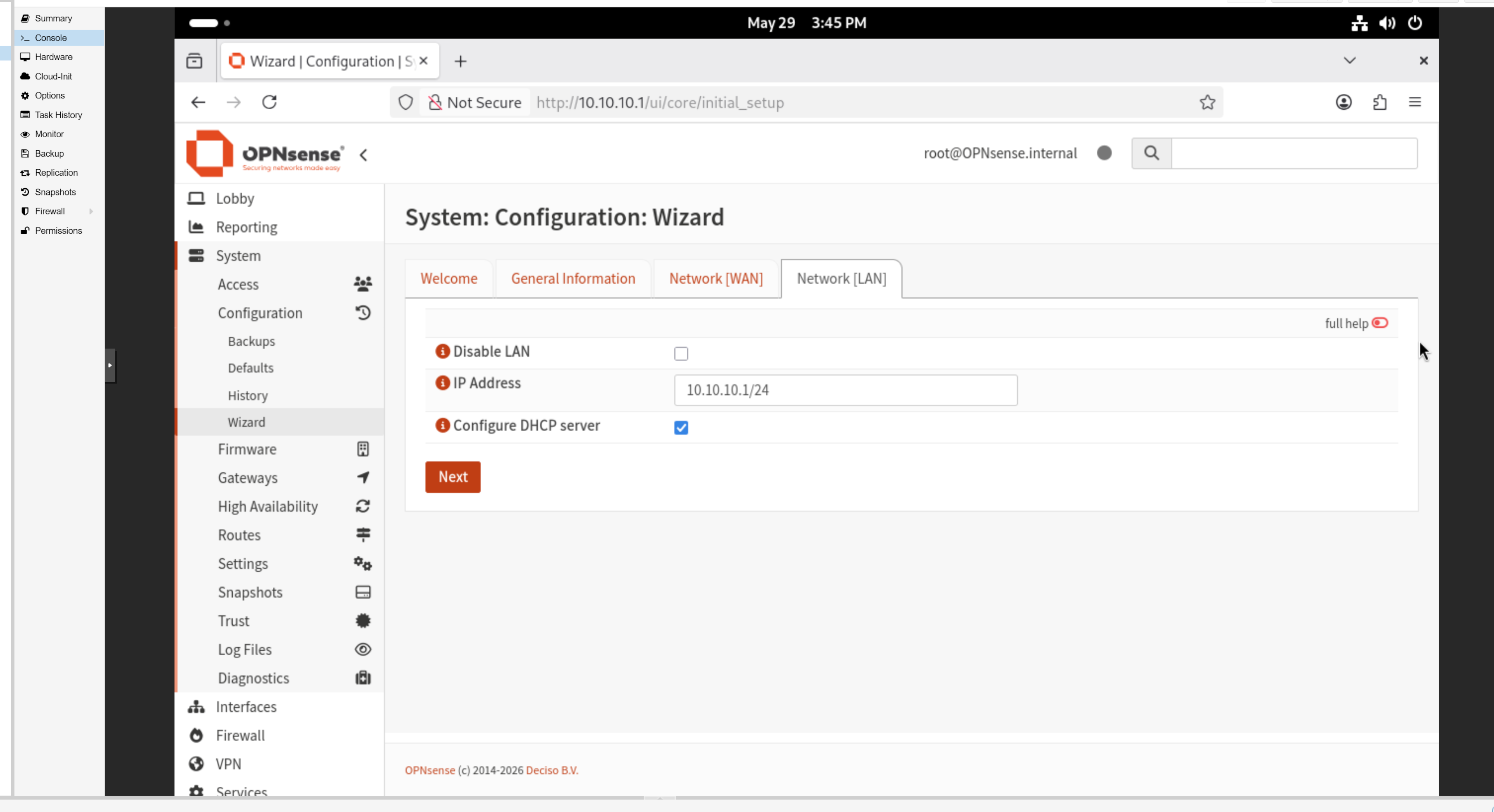 Opnsense installation step 5